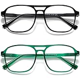 Dccdllo Trendy Aviator Reading Glasses for Women Men Blue Light Blocking Computer Readers Eyewear