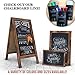 A Frame Chalkboard with Chalk Markers by HBCY Creations: 40x20 Solid Wood A-Frame Sign Gray Double-Sided Magentic Menu Board, Deluxe Set Includes 8 Chalk Markers, 10 Stencils, 2 Magnets