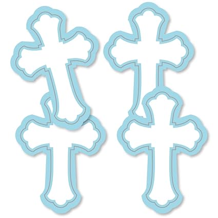 Little Miracle Boy Blue Gray Cross Decorations Diy Baptism Or