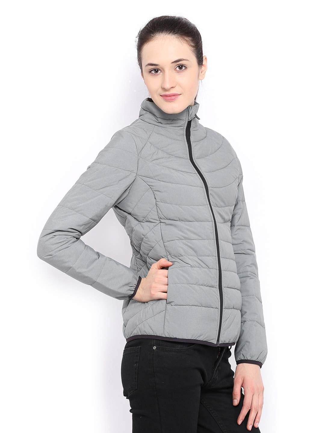 afania women's long sleeves blended bomber quilted jacket