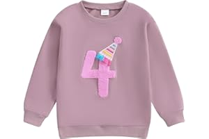 Lamuusaa Toddler Baby Girl Birthday Outfit Number 1/2/3/4/5/6 Embroidery Sweatshirt Oversized Shirts Short Sleeve T-shirt