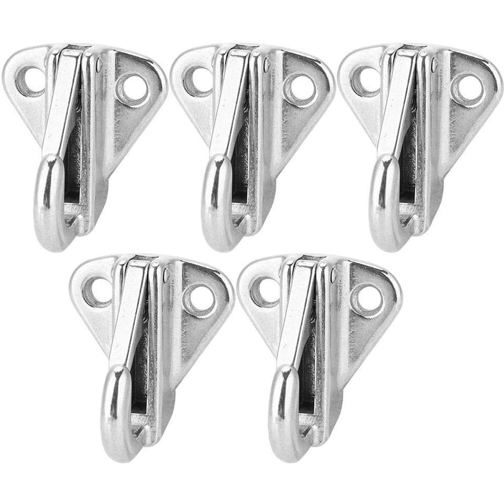 POFET 5pcs Coats Hook Hanger Wall Mounted Spring Hook Hanger Stainless Steel Coats Hats Hook Marine Boat Deck Hardware Accessories