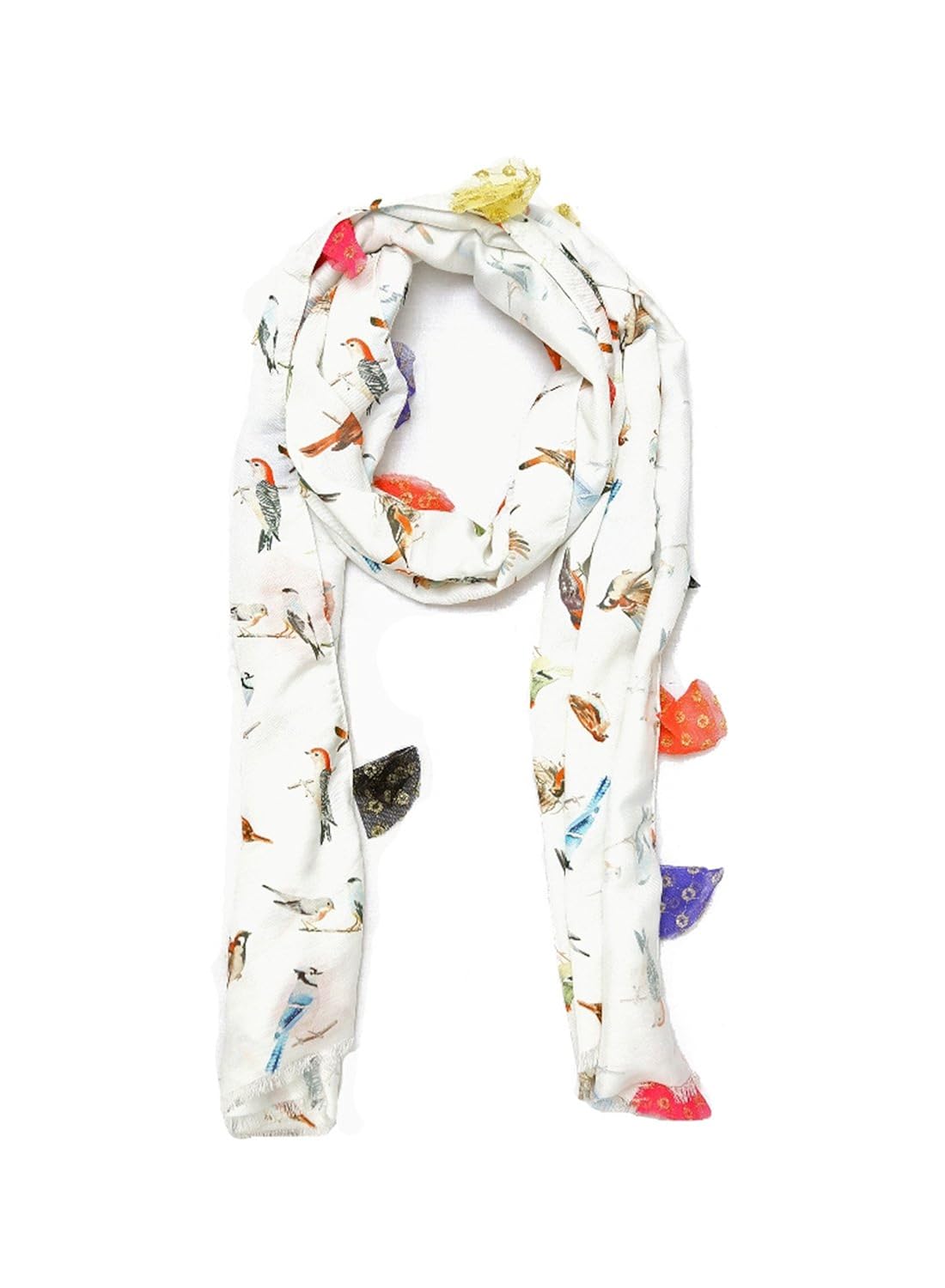 grishti white sparrow print cotton womens stole