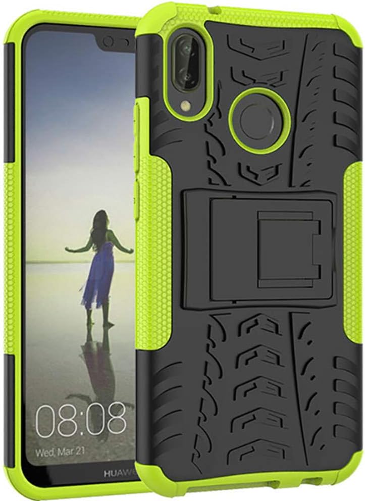 YiakengHuawei P20 Lite Case, Shockproof Slim Drop Full Body Protection With Kickstand For Huawei P20 Lite (Green)