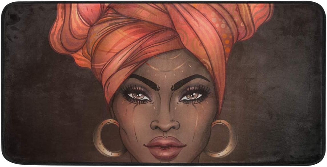 CiCily Doormat Area Rug Mat African American Woman for Bedroom Front Door Kitchen Indoors Home Decors
