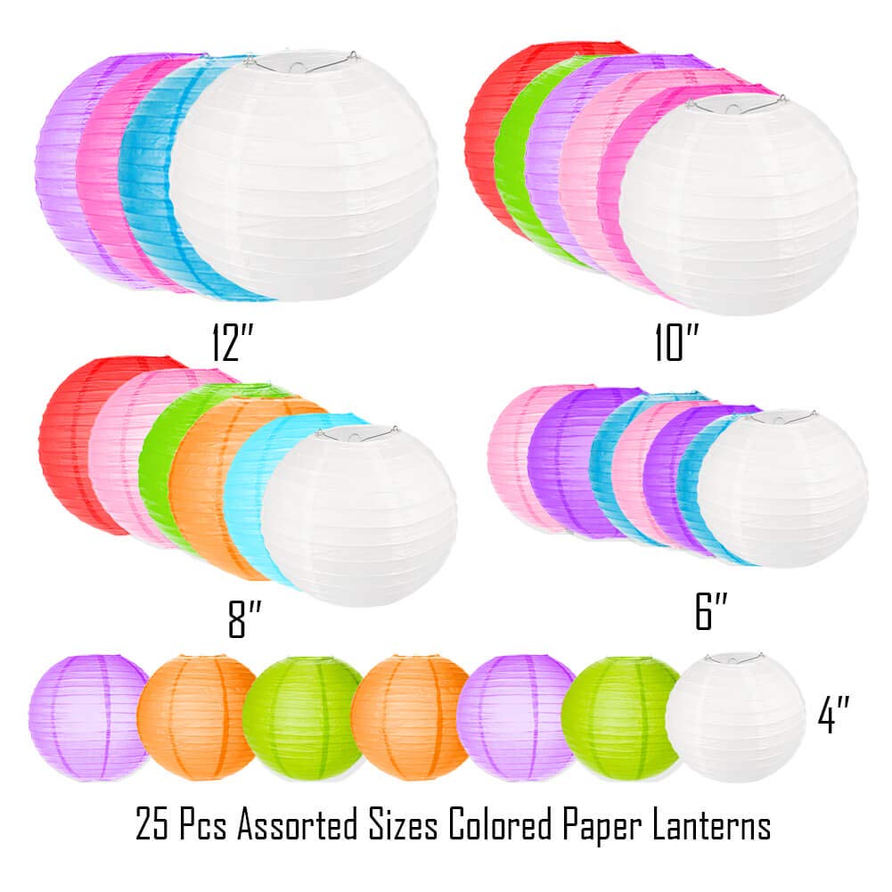 Selizo 30 Packs Paper Lanterns Decorative Colorful Chinese Hanging