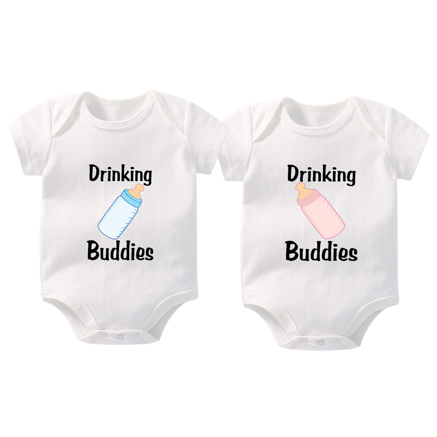 Ysculbutolbaby Twins Bodysuit Drinking Buddies Newborn Baby Romper