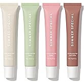 4 PCS Summer Special Lip Butter Balm, Hydrating, Nourishing Lip Care with Shea Butter & Olive Oil, Sheer Tinted Shine, Instant Moisture & Soothing Dry Lips (Vanilla/Mint/Coffee/Cake)