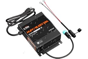 LiTime 12V(14.6V) & 16V(18.25V) 20A Mountable LiFePO4 Battery Charger, IP65 Waterproof, AC to DC Fast Charger with Adjustable