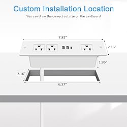 HEZI Recessed Power Strip, Furniture Drawer Outlet