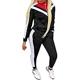 Bealin Women's Jogging Sets 80s 90s Two Piece Outfits Sweatsuit Long Sleeve Zip Tops and Sweatpants Workout Tracksuit Sets