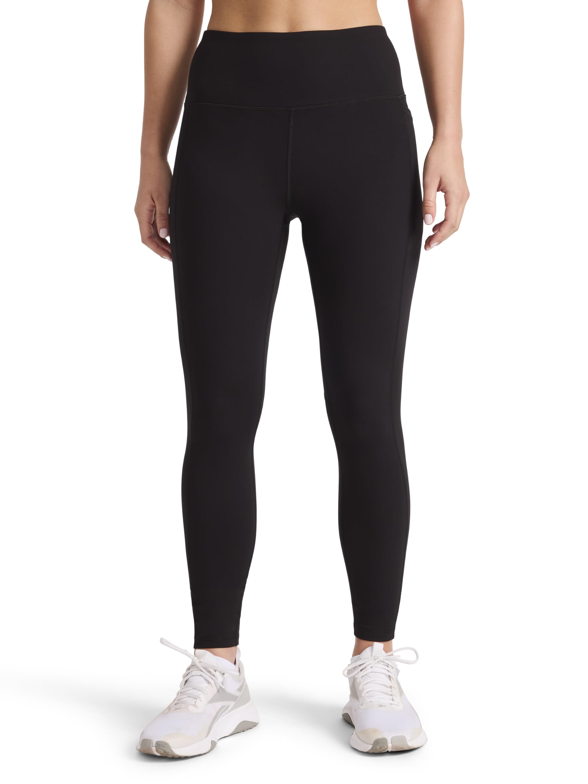 Reebok Women’s Odyssey High-Rise 7/8” Legging, Standard Fit, 25” Inseam, Lightweight Stretch Poly Motion Interlock Fabric, Black, Large