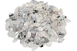 IMALY White Moonstone Tumbled Chips Stone Polished Crushed Healing Crystal Quartz Pieces Irregular Shaped Stones for Home Decorative Stones Vases Plants Succulents 0.5lb