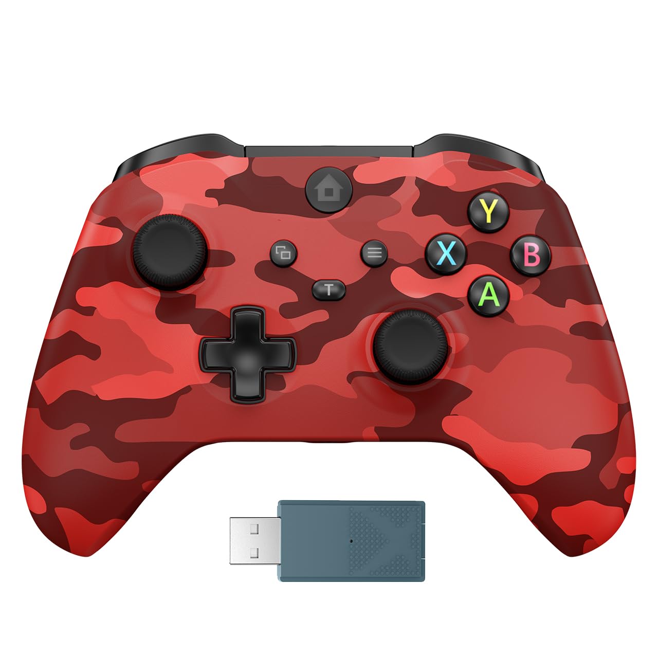 Photo 1 of Kamylorus Wireless Controller for X-BOX One/PC, Hall Effect Controller Support Turbo, 2.4G Plug and Play Gaming Gamepad with 3.5mm Headphone Jack/Dual Vibration, Compatible with X-BOX One S/X, X-BOX Series S/X, PC, IOS, Android Platforms(Camo Red)