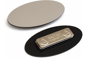 ALL QUALITY Oval Name Badge Blanks with Magnet - 10 Pack (Brushed Silver)