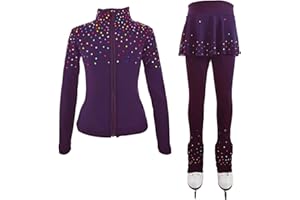 LIUHUO Figure Ice Skating Training Pants Jackets Girls Womens Fleece Shiny Colored Diamond Girl Comfortable Warm Tracksuit
