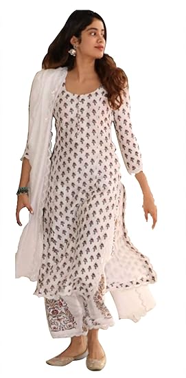 Cotton Printed Straight Kurti and Printed Pant Suit for Women & Girls