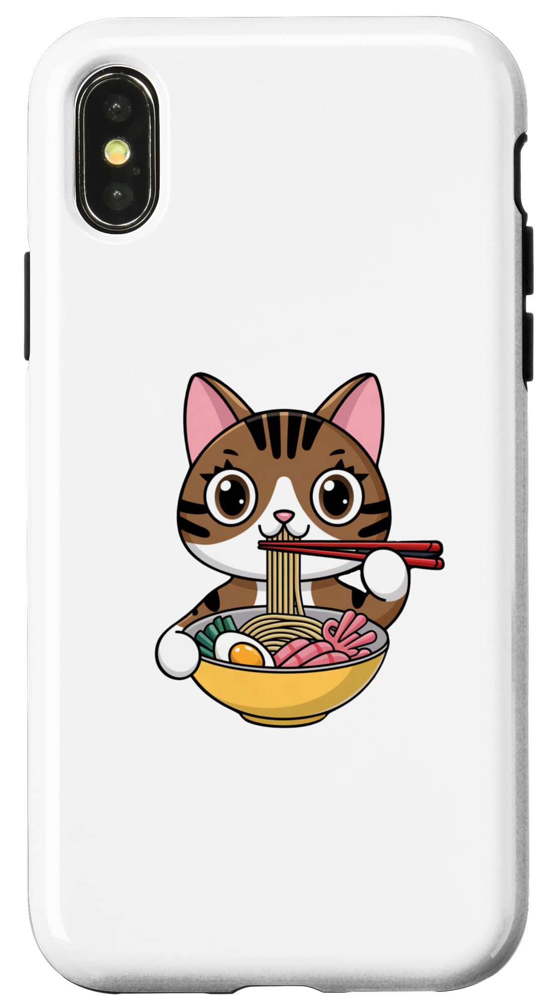 iPhone X/XS Funny Cat Eating Ramen Vintage Japanese Joke Women Men Case