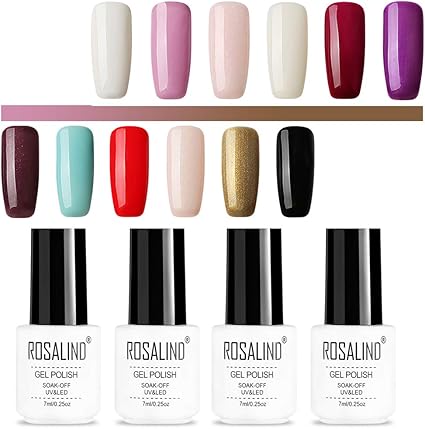 rosalind esmalte de gel de color para unas semipermanente y de larga duracion secado en lampara uv o led paquete con 12 unidades botes de 7