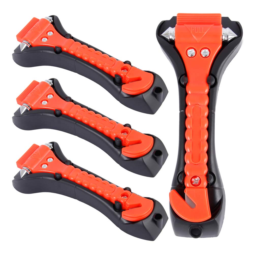 4PCS Car Safety Hammer, Emergency Car Escape Tool with Car Window Breaker and Seat Belt Cutter, Rescue Survival Auto Safety Hammer Kit