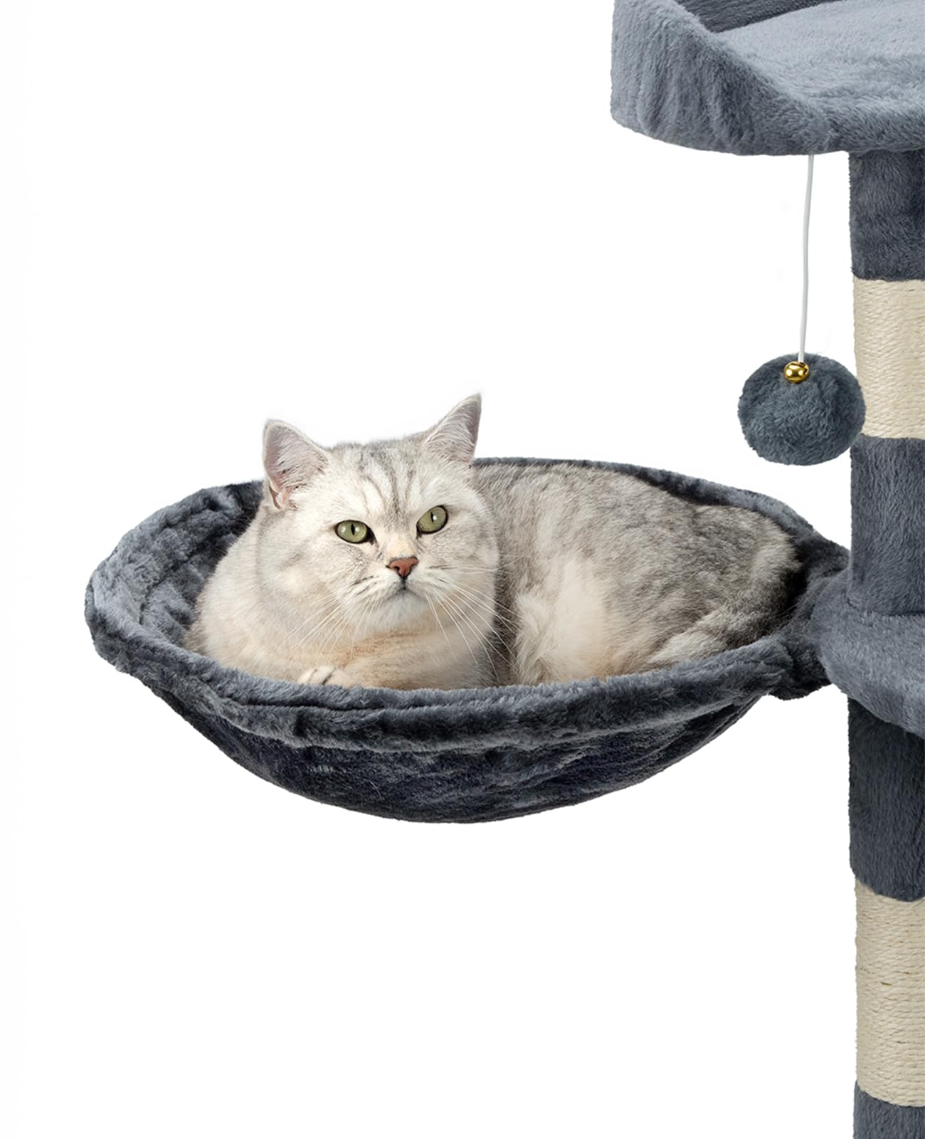 lionto Lying trough made of soft plush for scratching post, Ø 40 cm, 15 cm deep, cozy sleeping trough for any cat tree with M8 thread, sturdy metal frame for small and large cats, dark grey
