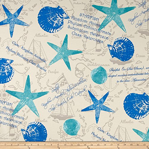 Swavelle/Mill Creek Indoor/Outdoor Shells and Things Ocean Fabric By The Yard