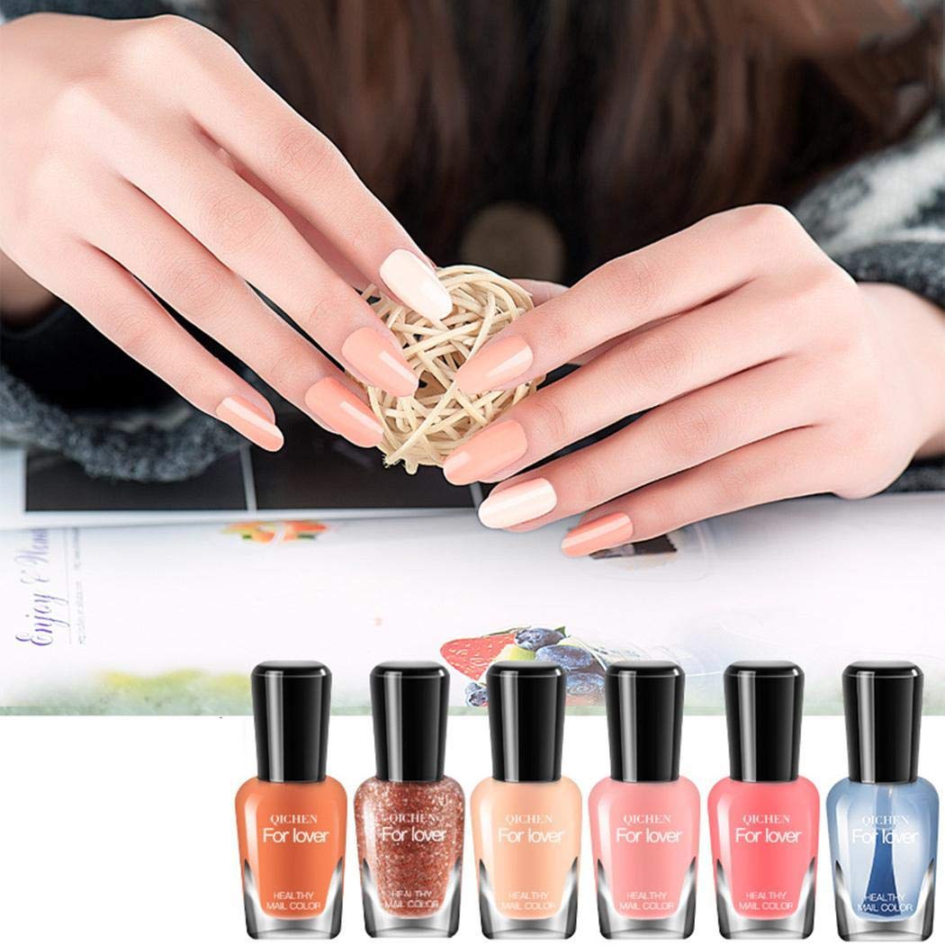 Vobome 6 colores - Moda impermeable herramienta de decoración de uñas de esmalte de uñas de larga duración Accesorios para decorar uñas