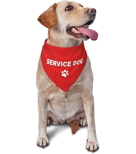 Funny "Service Dog" Red Triangle Bandana For Small/Medium Dogs - Adjustable Pet Scarf