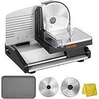 VEVOR Meat Slicer, 200W Electric Deli Slicer with Two 7.5" Stainless Steel Removable Blade, 0-15mm Adjustable Thickness for H