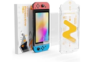 bibuks Tempered Glass Screen Protector for Nintendo Switch 2017 -With Auto Alignment Kit,9H Hardness, Bubble Free,Anti-Scratch,2 Pack