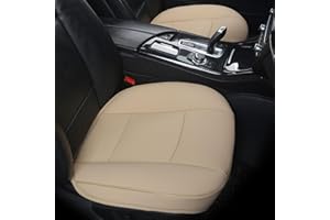 EDEALYN Luxury PU Leather Car Seat Cover Protector Front Car Seat Cover Seat Bottom Cover Single Seat Cover-Compatible with 90% Vehicles (Width 20.8× Deep21 × Thick 0.2 inch) (Beige)