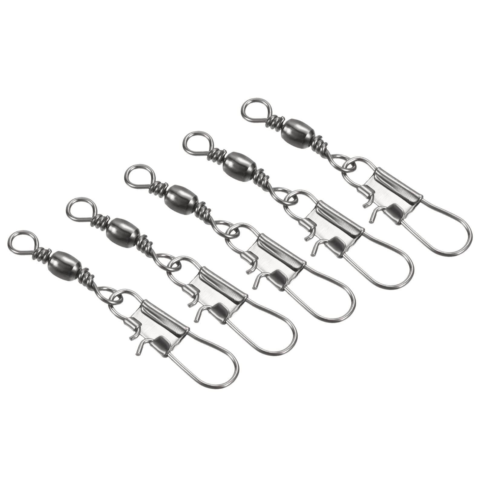 PATIKIL Fishing Barrel Swivel with Interlock Snap, 100Pcs 15lb Carbon Steel Solid Ring Terminal Tackle for Saltwater Freshwater Fishing, Black