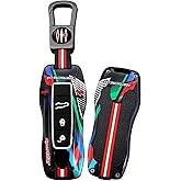 SANRILY Painting Luminous Smart Key Fob Cover Fit for Porsche 911 Cayenne 2020-2025 Macan Panamera 718 Taycan Keyless 3 Button Key Fob Case with Short Keychain Black