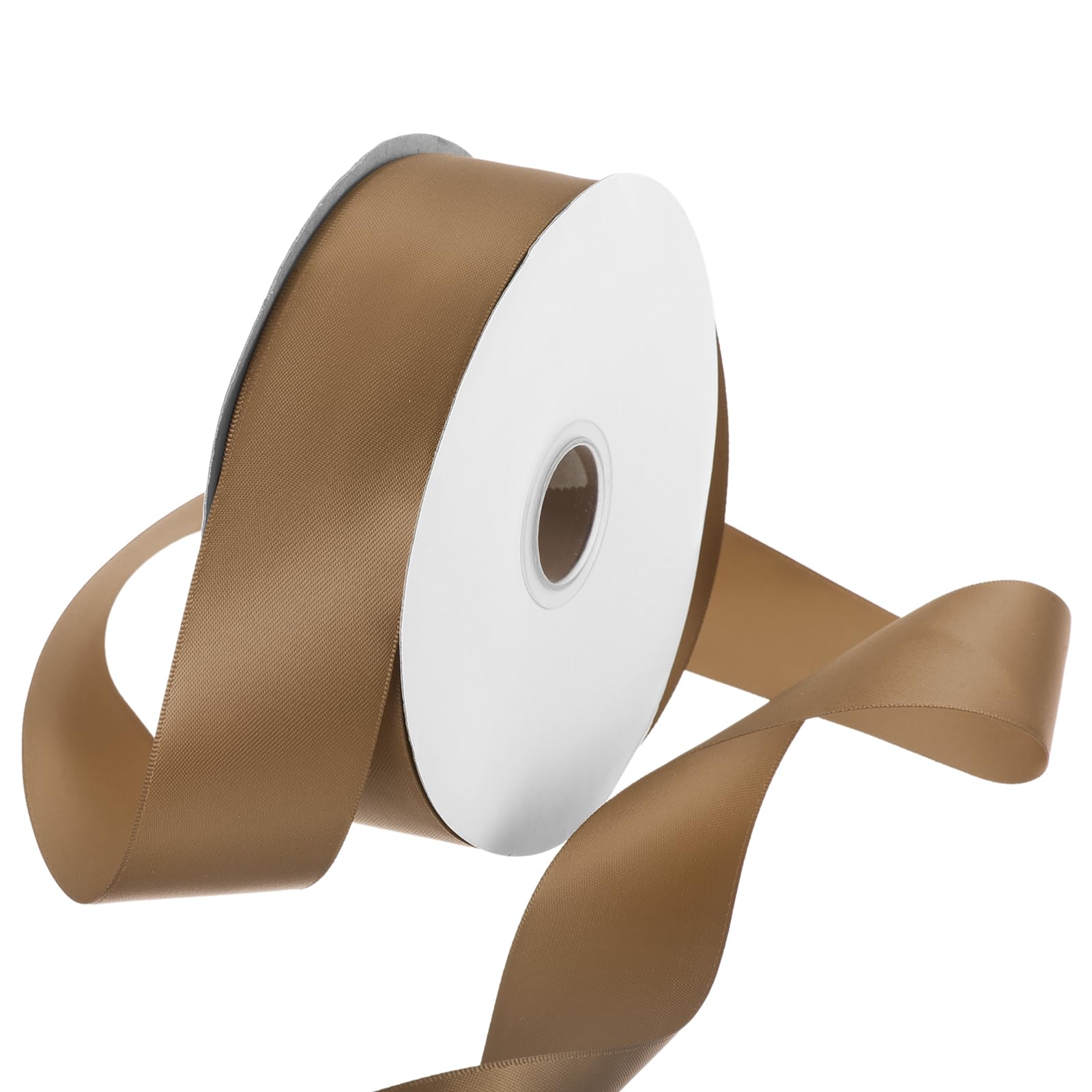 Rebower 38mm Satin Ribbon 46m Thick Double Face Grosgrain Silk Ribbon, [for Gift Wrapping, Hair Bows, Wedding, Cake, Flower] - 50 Yard/150ft/Light Coffee