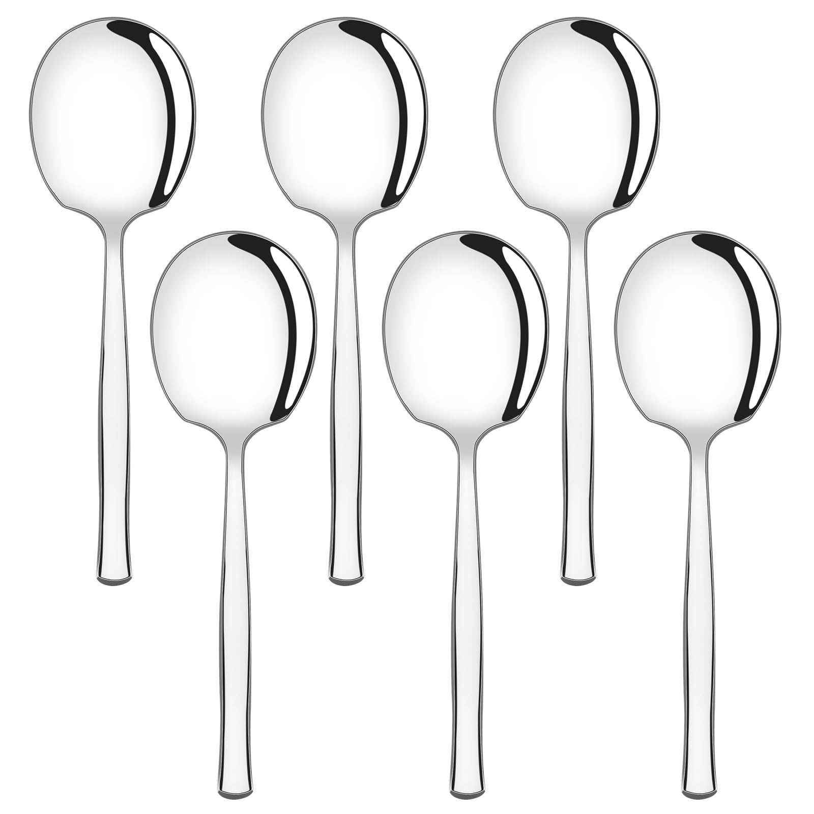 Ikando 6-Piece 21 CM Stainless Steel Large Salad Serving Spoon, Tablespoons Buffet Banquet Spoons Set