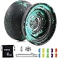 MAGICYOYO V9 Yoyo Pro Responsive Yoyo & Unresponsive Yo-yo for Kid, Adults, Beginners to Advanced Yoyos, Dual Modes Metal Yo Yo with Unresponsive Bearing+ Bag+ 10 Yo Yos Strings+ Remover, Green& Black