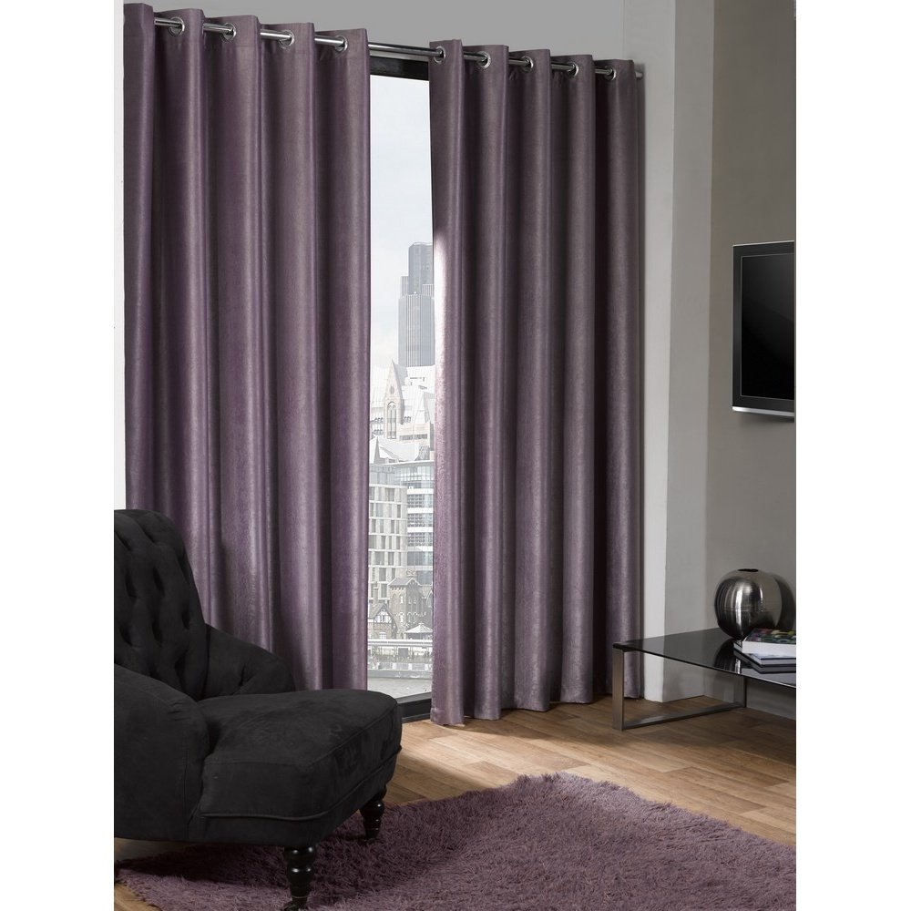 Emma Barclay Logan - Textured Woven Blackout Eyelet Curtains in Aubergine - Width 90 x Drop 72" (228 x 183cm)