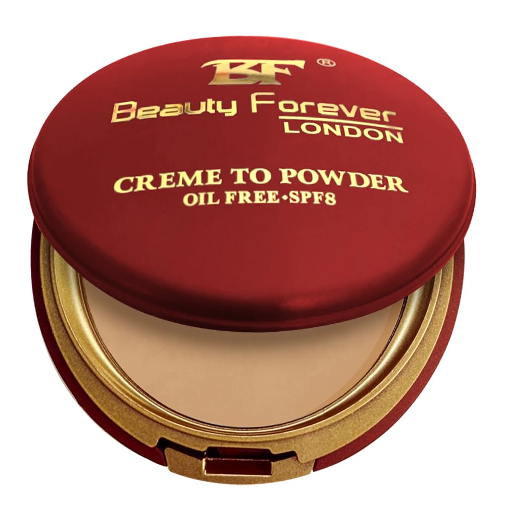Beauty Forever Creme to Powder Foundation, Lightweight Formula Oil Free, Semi Matte Finish Face Foundation, Friendly Cool Natural Looks, Available in 16 Shades (CTP002 Ivory)