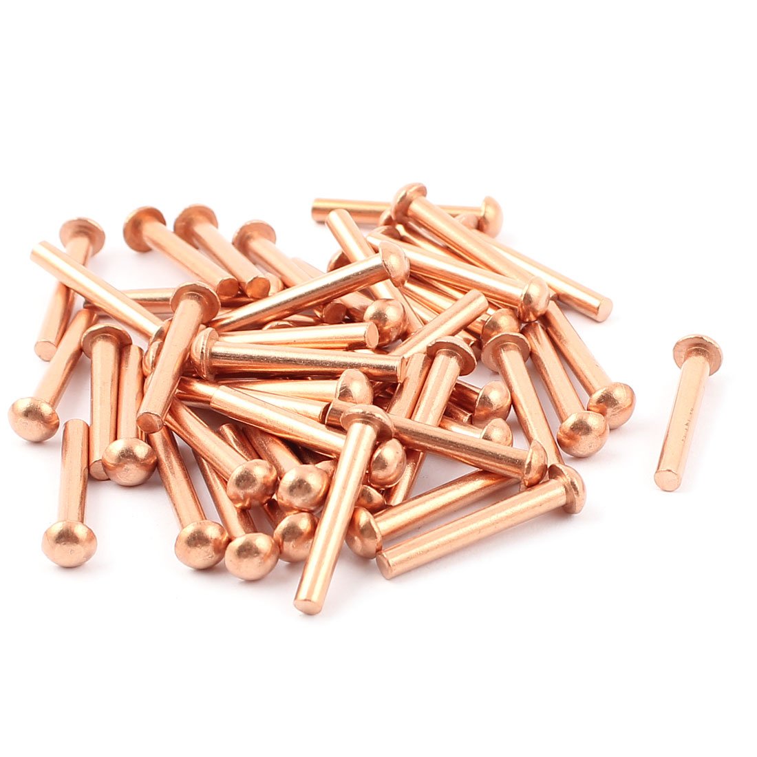Sourcingmap 50 Pcs 1/8" x 25/32" Round Head Copper Solid Rivets Fasteners