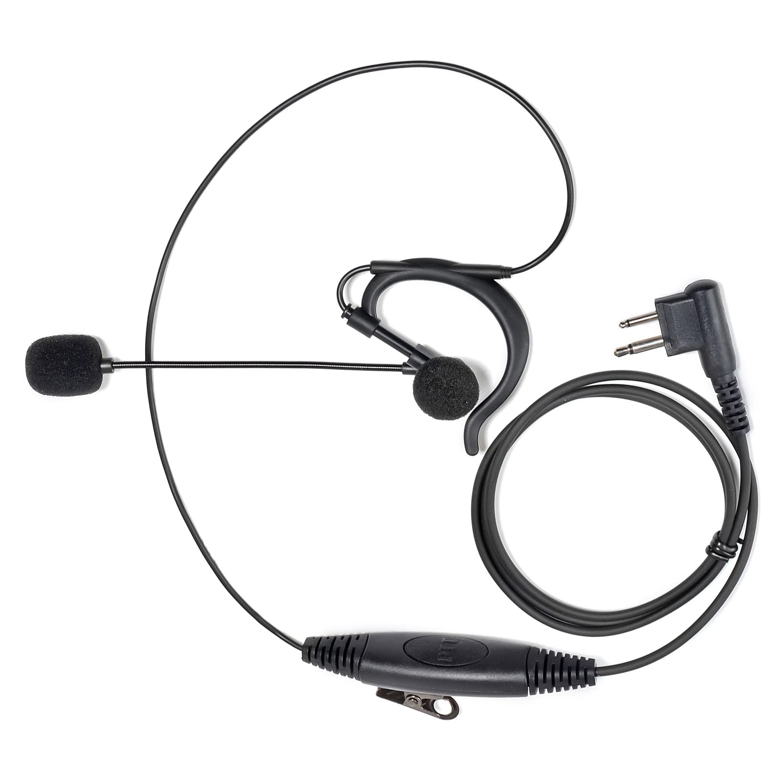HYS Walkie Talkie Earpiece Compatible for Motorola CP040 DP1400 GP68 GP88 GP300 XT420 XT460 Radio, G Hanging Headset with Microphone PTT (1 Pack)