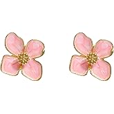 Solighter Bohemian Drip Oil Flower Stud Earrings for Women Enamel Statement Floral Drop Dangle Earring Jewelry Accessories