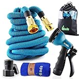 Gada Garden Hose -Expandable Water Hoses Set 8-Way Spray Nozzle - STRONG Lightweight Coil Flex, Collapsible Flexible Expanding Three LAYER Latex in Pocket (50ft)
