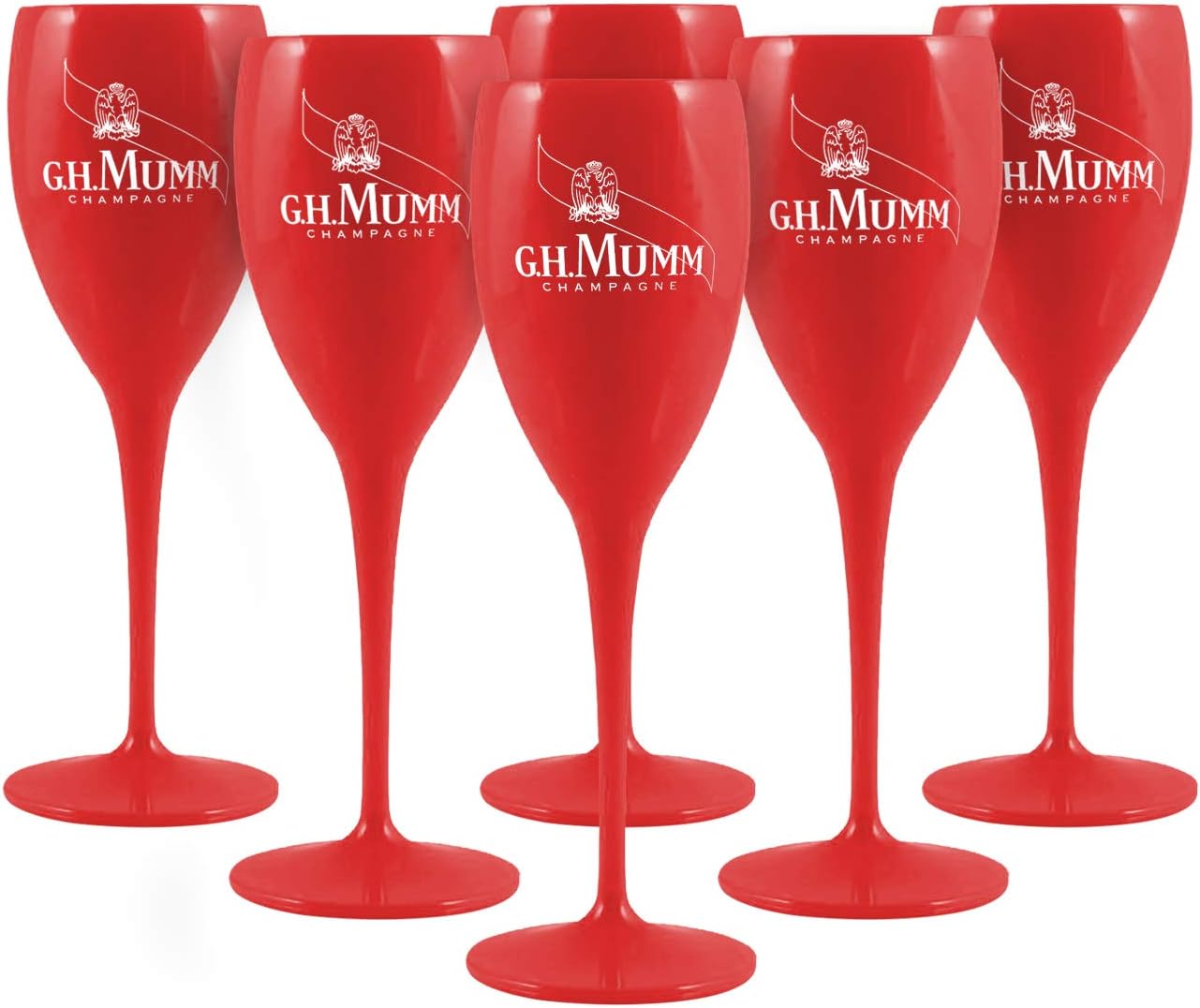 G H Mumm Plastic Champagne Glasses Flutes 6 Amazon Co Uk Kitchen Home