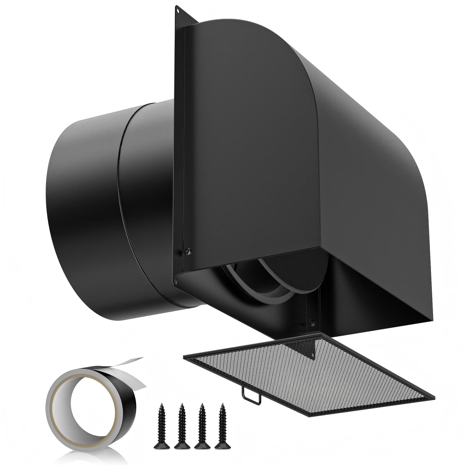 Photo 1 of [Upgraded] Hon&Guan 10 Inch Hooded Wall Vent with Removable Mesh and Cover, Arc-Shaped 10'' Exhaust Vent Cover Cap for Kitchen Range Hood/Dryer/Bathroom Exhaust (Galvanized Steel, Black)