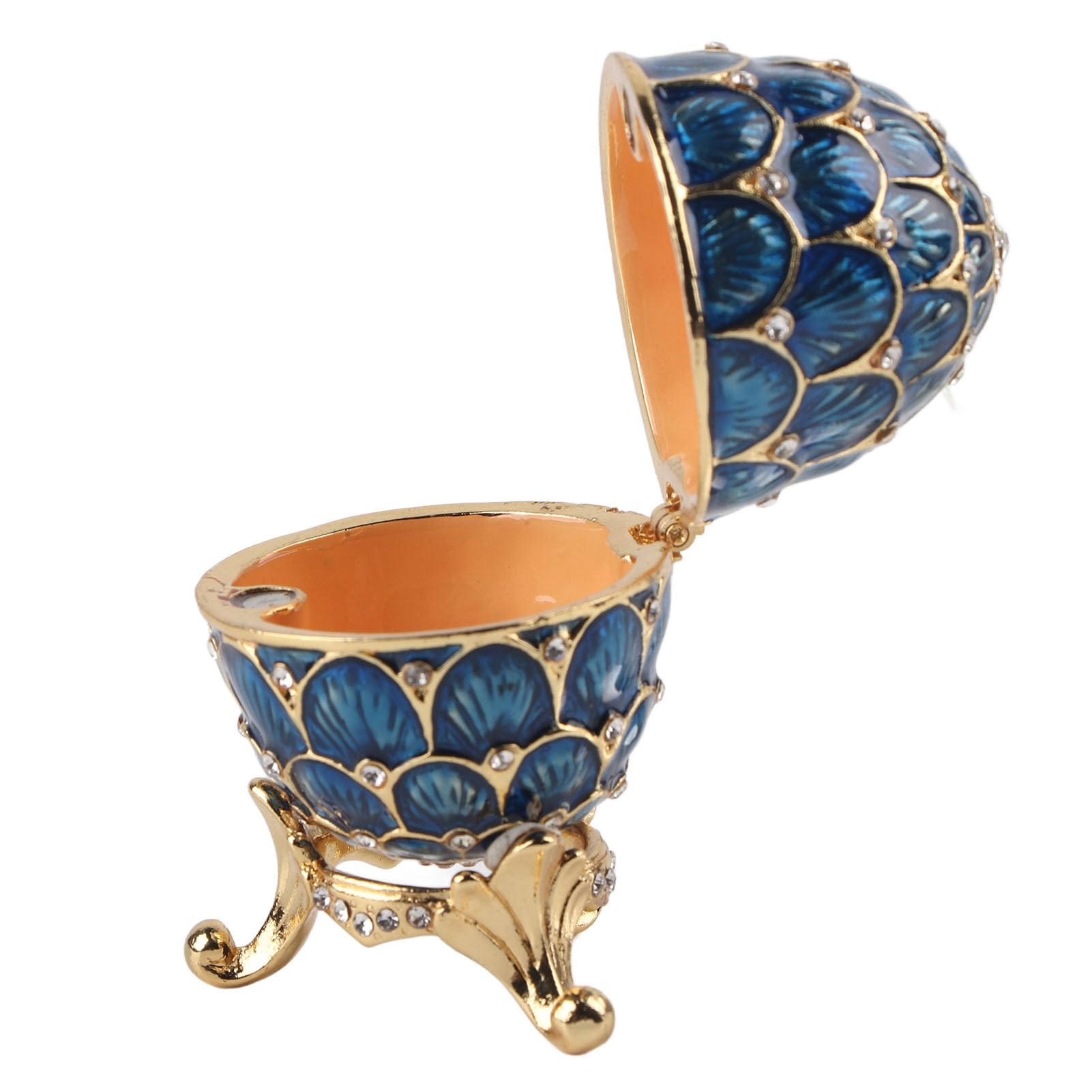 Hilitand Jewellery Organiser Diamond Trinket Box Vintage Style Egg Collection Enamel Easter Egg Decoration Craft Gift (Blue)