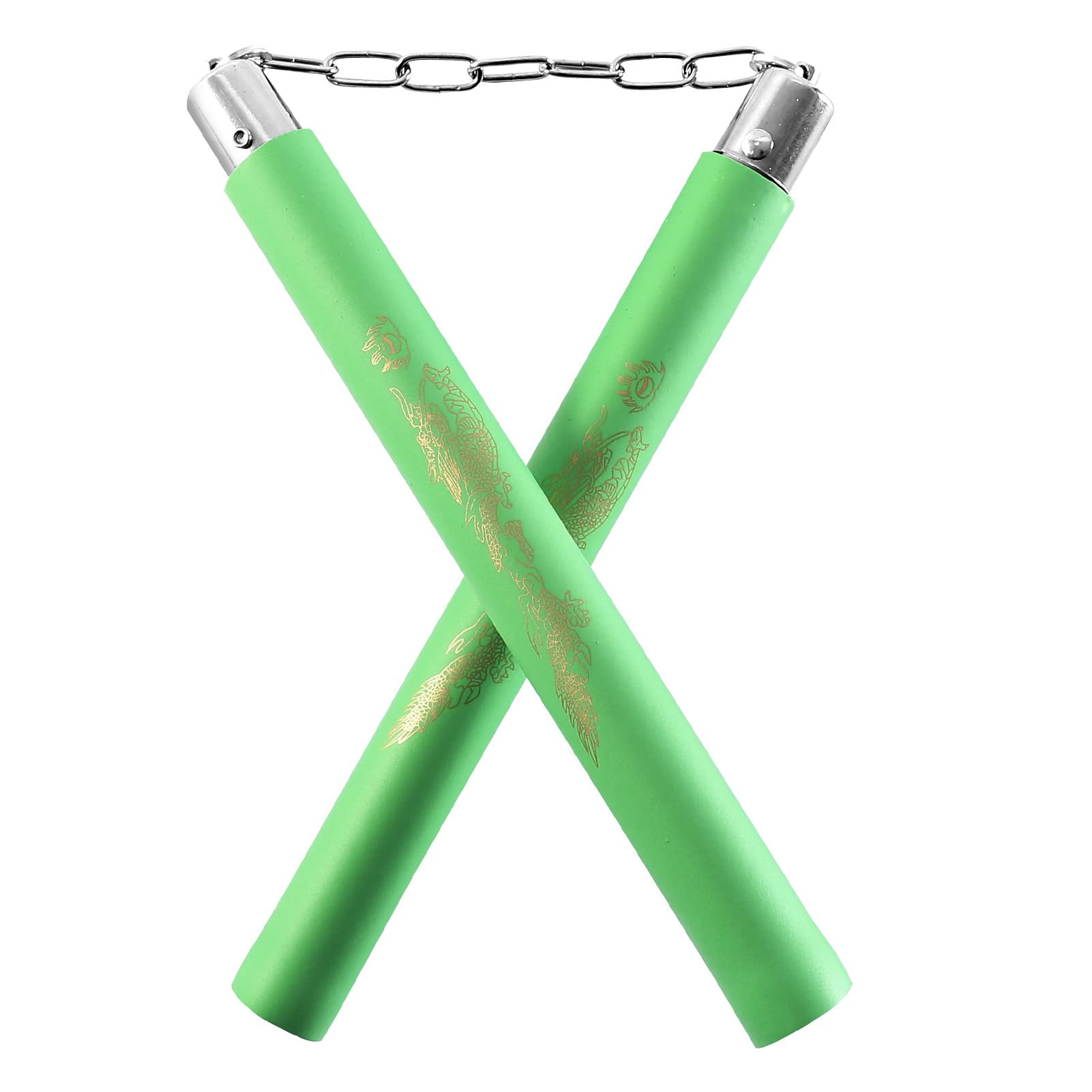AUFIKR Portable Foam Nunchucks, Green Training Nunchakus Suitable for Kids & Beginners Practice and Training
