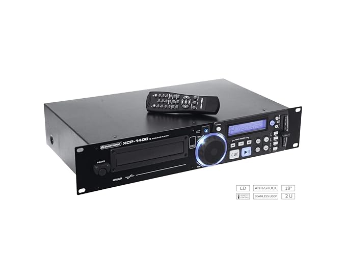 OMNITRONIC XCP-1400 CD-Player | mit IR-Fernbedienung für DJs | 40 Sekunden Anti-Shock-Puffer