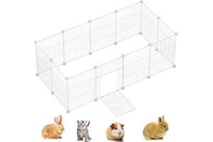 MIZXCIOM Pet Playpen, Small Animal Fence with Door, Rabbit Playpen, Guinea Pig Playpen, Metal Wire Pet Fence Yard Indoor Outd