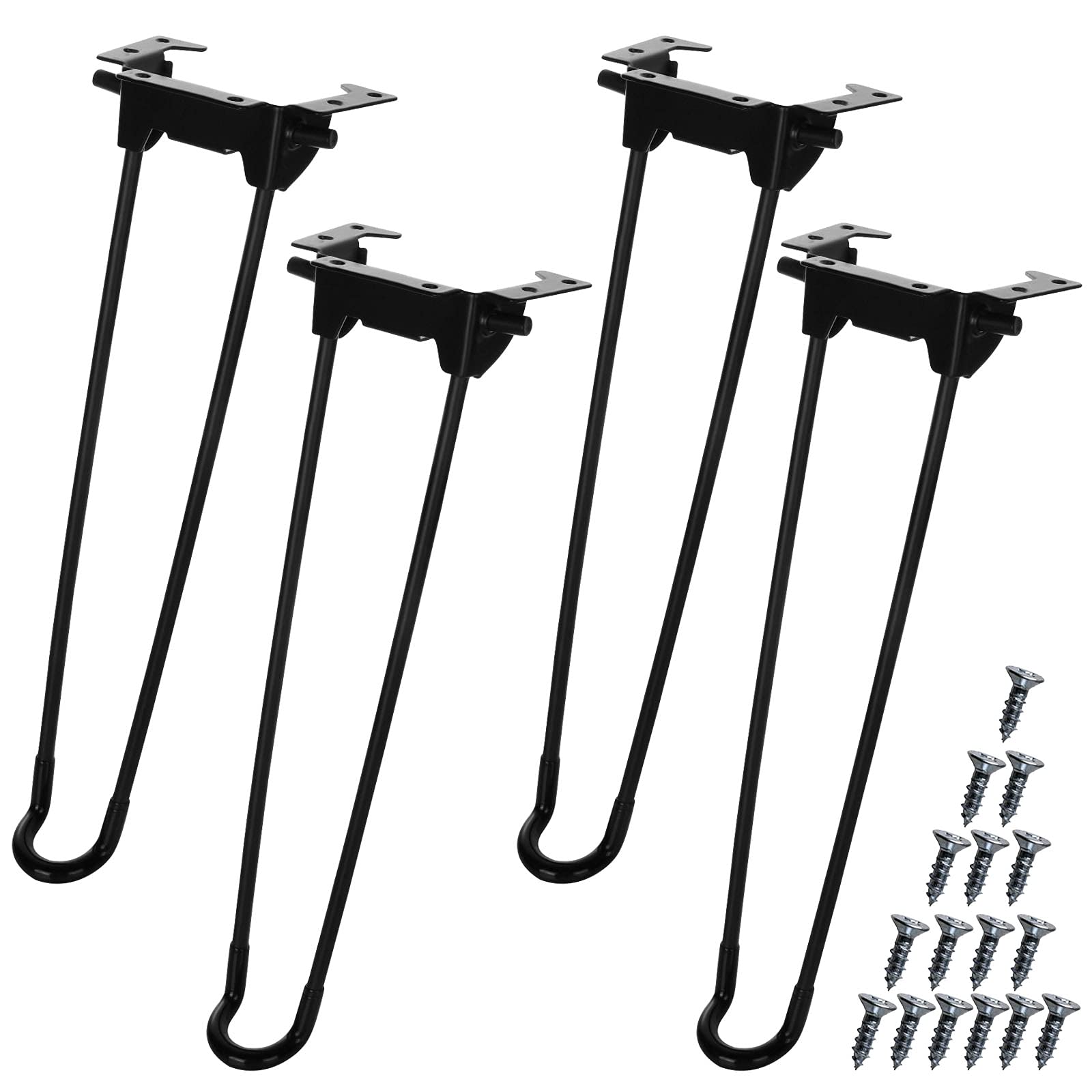 Photo 1 of 12.6 In Folding Hairpin Table Legs, 4 Pcs Heavy Duty Foldable for Coffee Tables, Easy Install Metal for Furniture, Laptop Tables, Mini Desks, Home DIY Projects, With Screws, Black