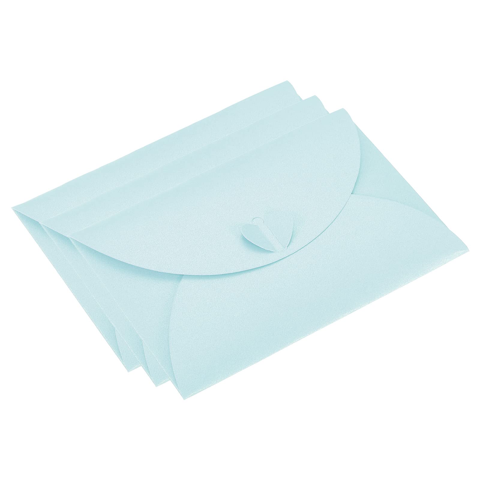 PATIKIL Gift Card Envelopes, 50 Pack Heart Shaped Clasp Photo Gift Card Holders Mini Envelope for Birthdays Weddings, Light Blue